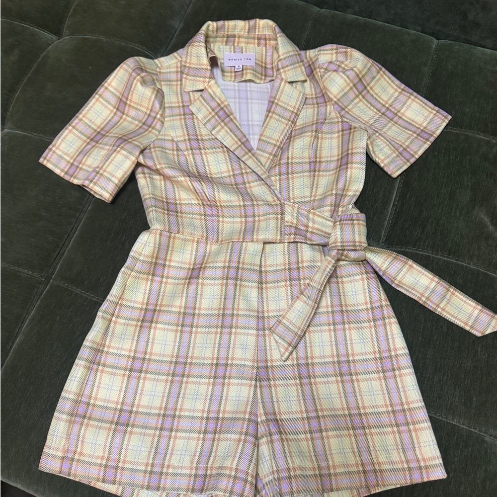 Adelyn Rae Yellow Plaid Jumpsuit
